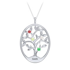 4 Stone Birthstone Family Tree Pendant | Valentine's Day Necklace
